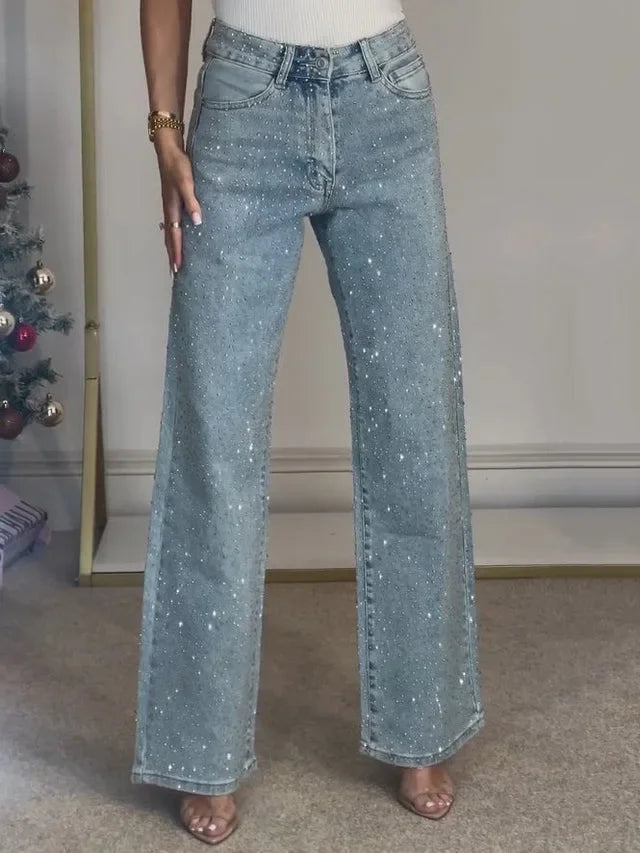 Pantalones brillantes rectos