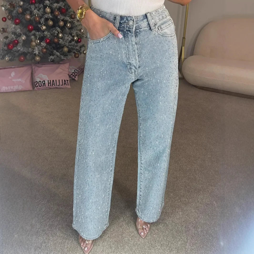 Pantalones brillantes rectos