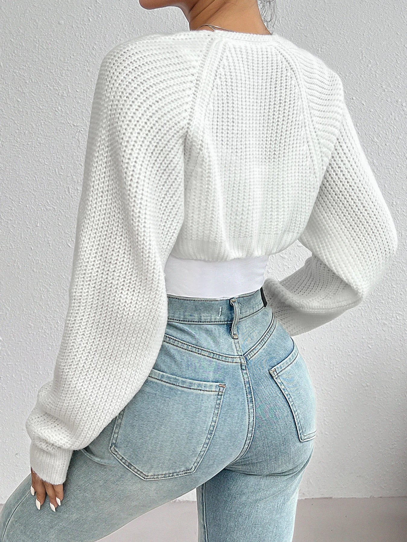 Cardigan con manga raglán y frente abierto